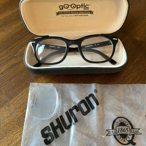 Shuron FREEWAY eyeglasses, classic buddy holly style black frames, 54 - 22, NEW - Picture 6 of 7